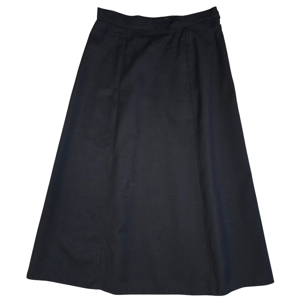 Bianca Nygard Petite Pure New Wool Black Midi A Line Skirt Career Minimalist 10